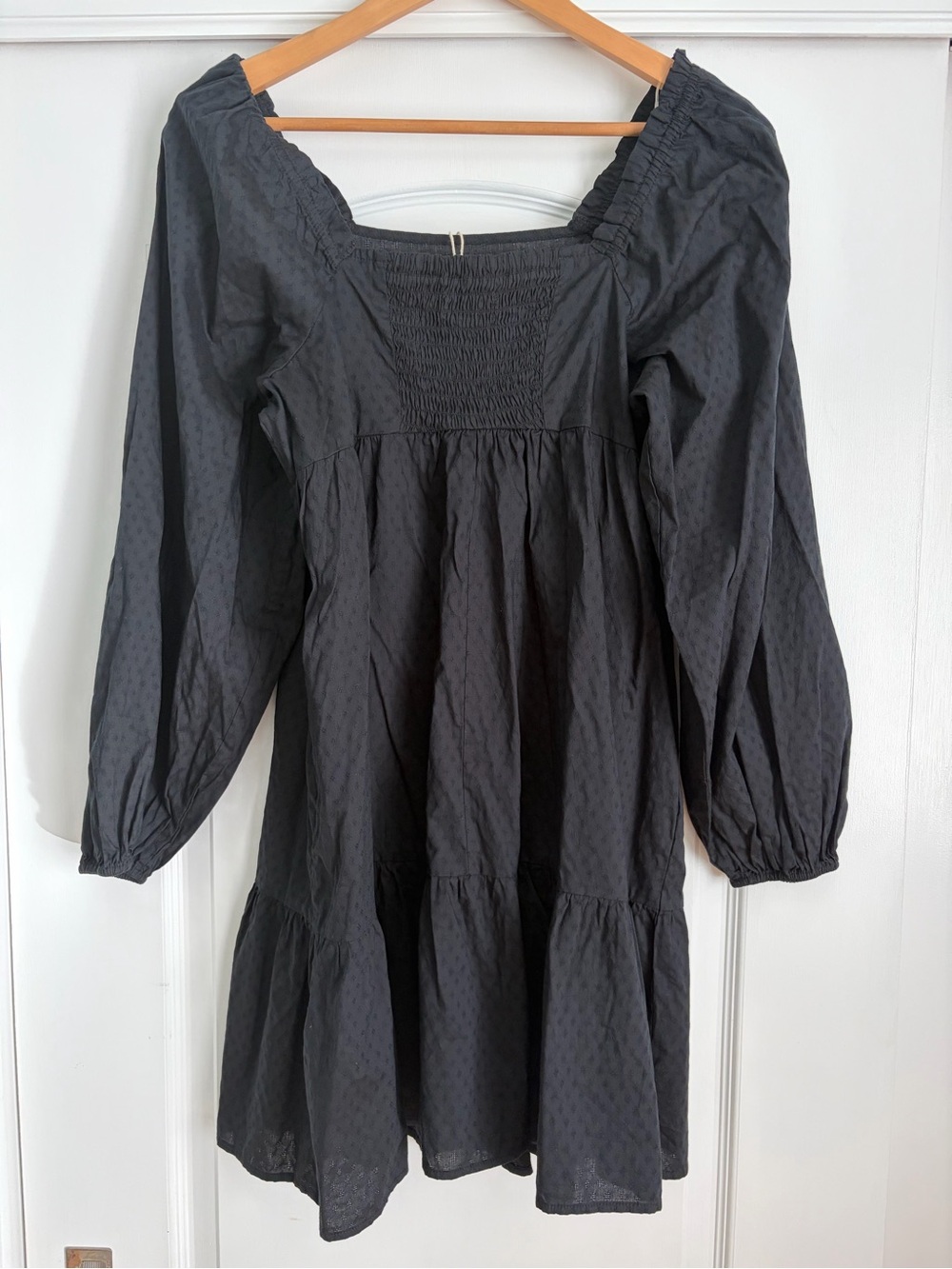 Universal Thread Black Swiss Dot Mini Dress Medium NWT Puff Sleeve Square Neck